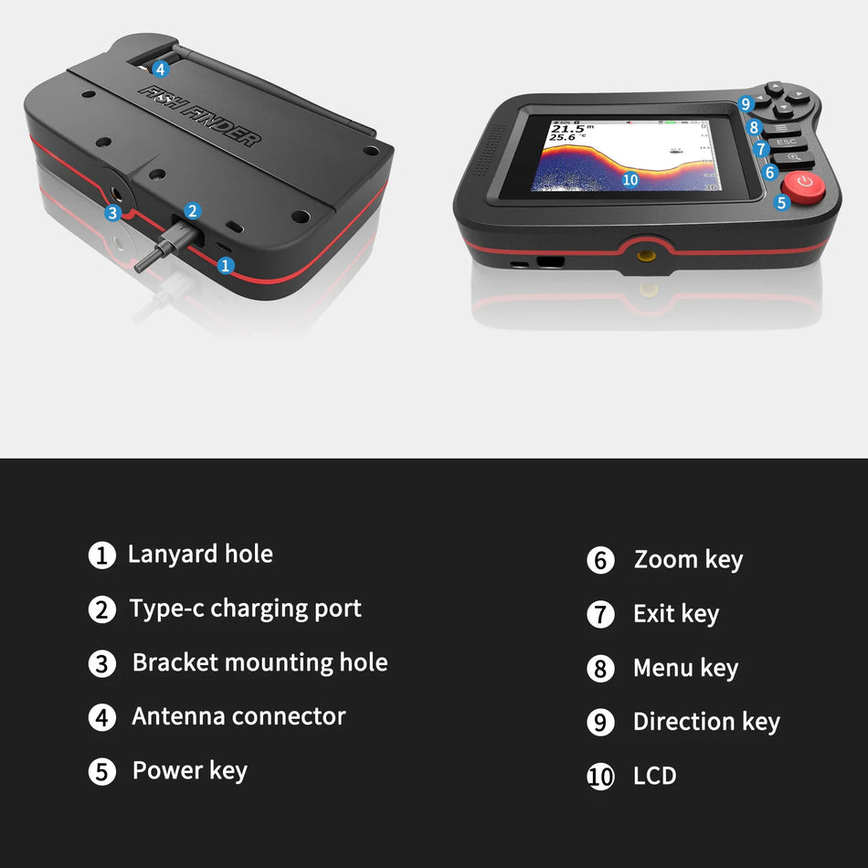 FindFish 200M Portable Sonar Fish Finder with LCD Screen &amp; High Precision