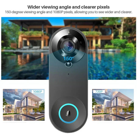 1080P WiFi Video Doorbell - Motion Alerts Night Vision