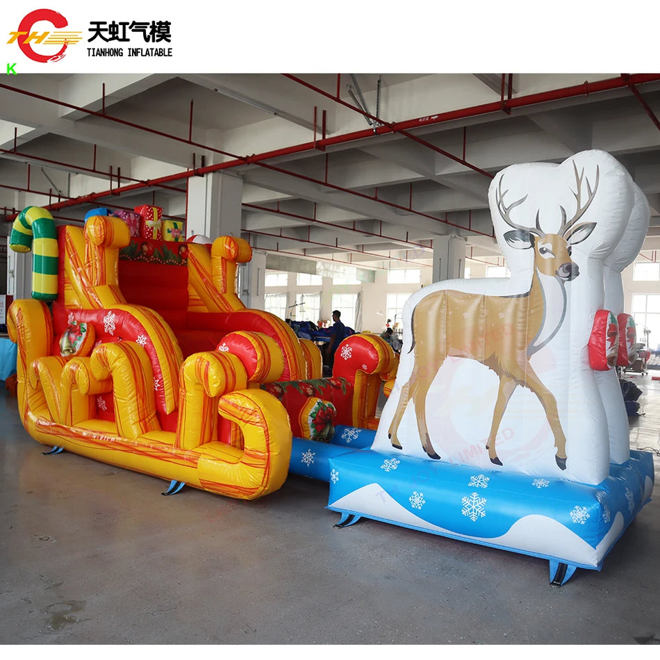 Φουσκωτό Έλκηθρο του Άγιου Βασίλη με Ρούντολφ 20x8x8ft Εξωτερικού Χώρου