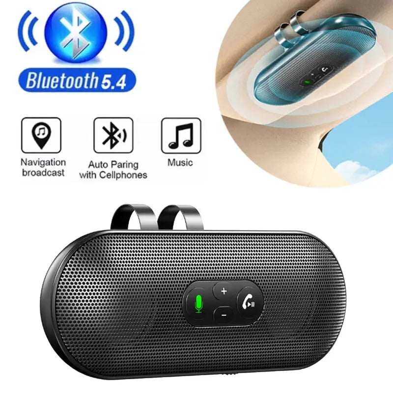 Bluetooth 5.4 Ασύρματο ηχείο αυτοκινήτου με διπλό μικρόφωνο και κλιπ για ηλιοροφή