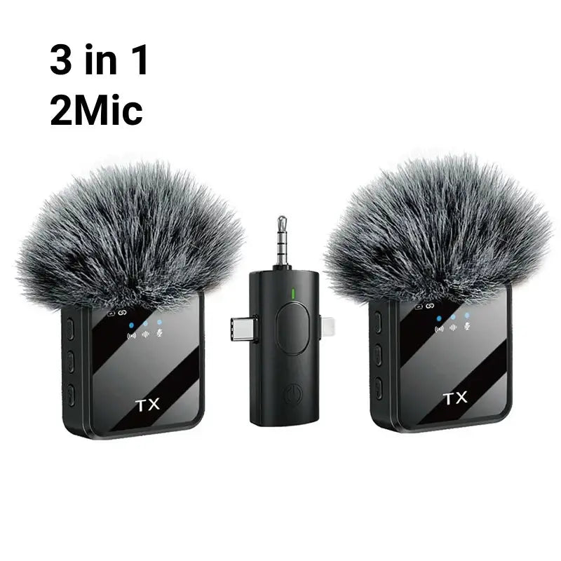 KEBIDUMEI 3 In 1/2 In 1 Wireless Lavalier Microphone For IPhone/Android For Interviews Vlog Noise Cancelling Mini Microphone by InterCyprus Trading Ltd