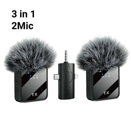 KEBIDUMEI 3 In 1/2 In 1 Wireless Lavalier Microphone For IPhone/Android For Interviews Vlog Noise Cancelling Mini Microphone by InterCyprus Trading Ltd