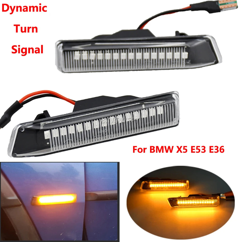 Luz de señal de giro LED Fender, marcador lateral secuencial para BMW X5 E53 2000-2005