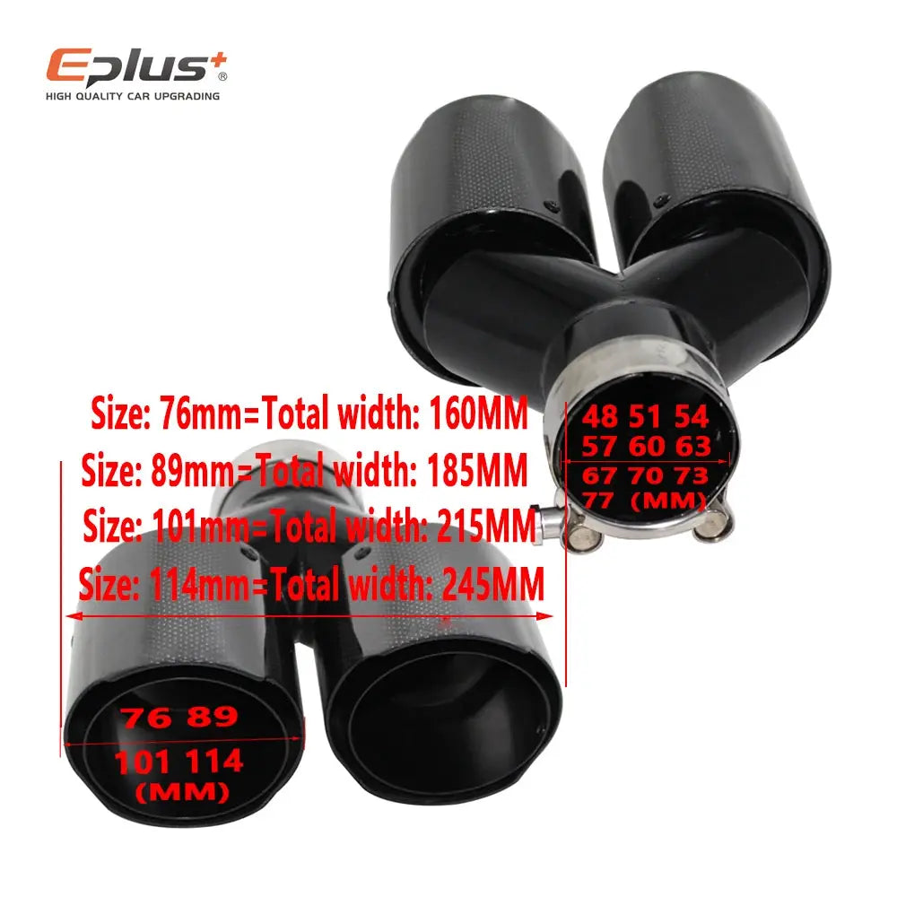 EPLUS Car Matte Carbon Fiber Muffler Tip Y Shape Double Exit Exhaust Pipe Mufflers Nozzle Decoration Universal Stainless Black by InterCyprus Trading Ltd