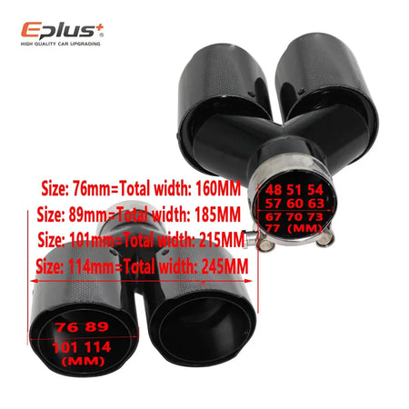 EPLUS Car Matte Carbon Fiber Muffler Tip Y Shape Double Exit Exhaust Pipe Mufflers Nozzle Decoration Universal Stainless Black by InterCyprus Trading Ltd