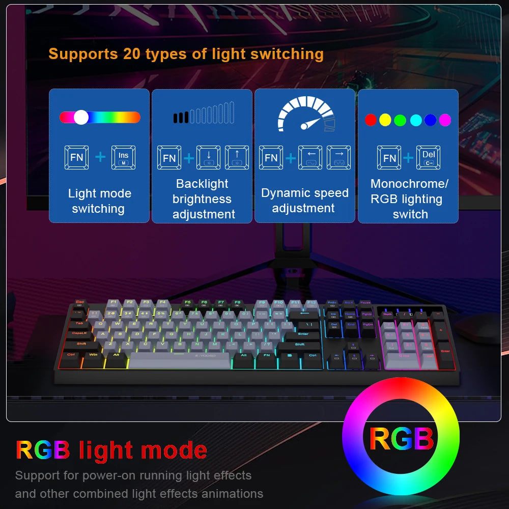 E-YOOSO Z14 RGB USB Mechanical Keyboard &ndash; Multilingual