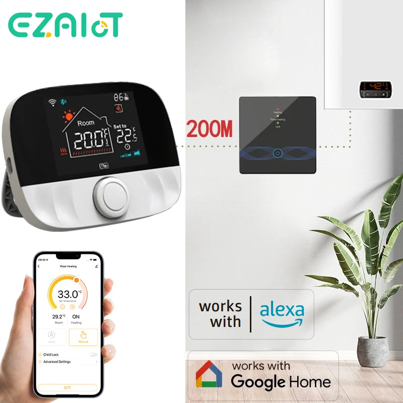 Wireless Thermostat For Gas Boiler Tuya RF433 &ndash; Alexa Ready