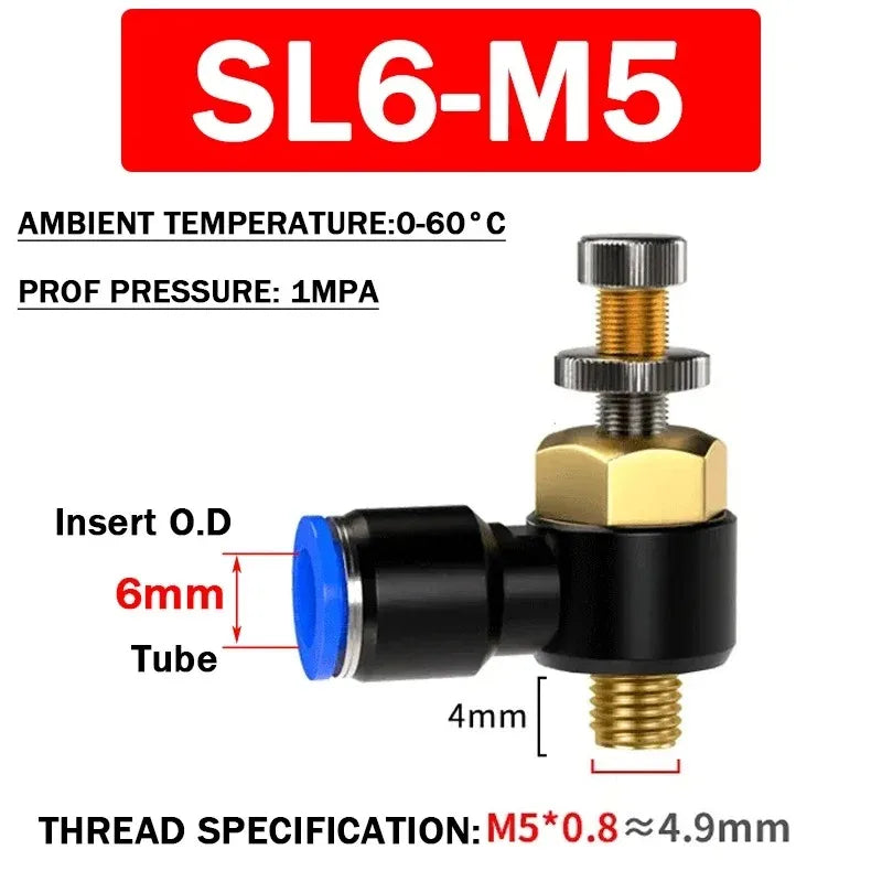 SL Throttle Valve 4 6 8 10 12mm Pneumatic &ndash; Fast Connection SL6-M5
