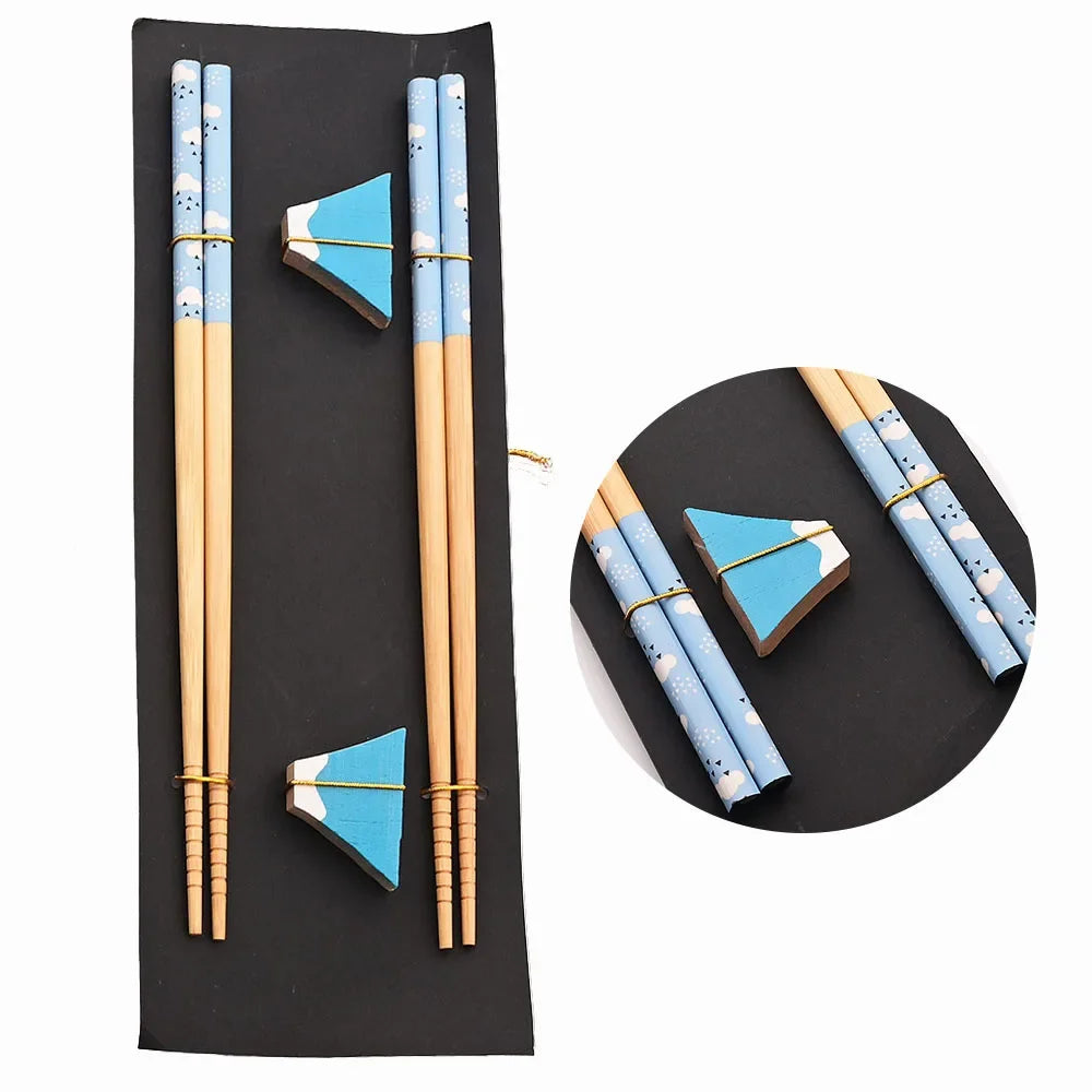 NoEnName Null Reusable Wood Sushi Chopsticks Set &ndash; Eco-Friendly Design Mountains