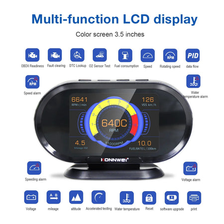 KONNWEI KW206 OBD2 Car Computer &ndash; Fuel And Temp Readout