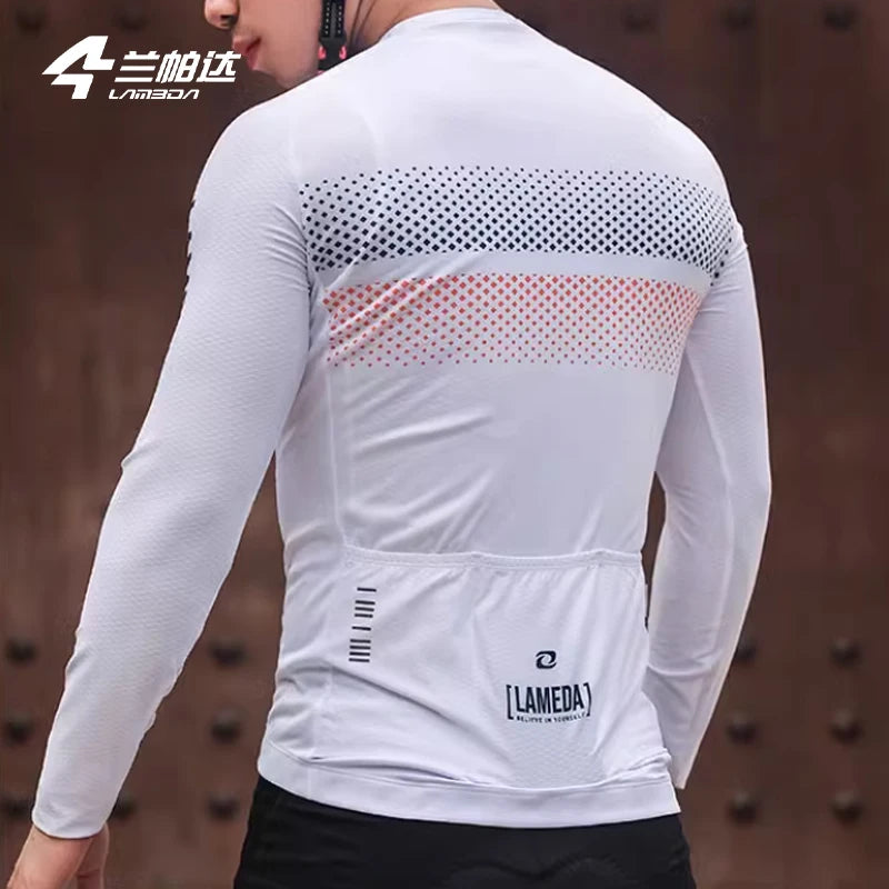 Велофутболка LAMEDA для мужчин, быстросохнущая, дышащая, с длинным рукавом, карманами, полиэстер, MTB топ