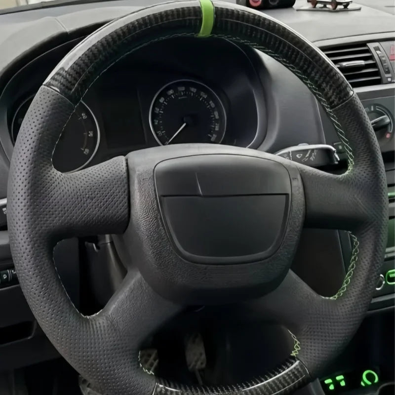 Car Interior Accessories With Perforated Leather & Carbon Fiber For Skoda Octavia Fabia Superb Roomster