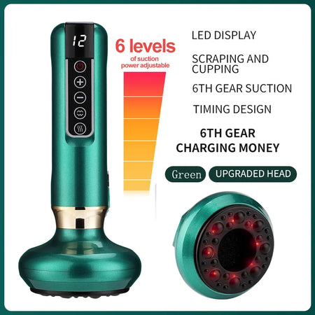 6/12 Gear Electric Cupping Massager - Anti Cellulite &amp; Body Slimming Device with Heat Therapy 6 gears green