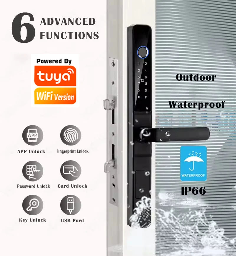 Vodotěsný zámek s otiskem prstu Smart s Tuya WiFi pro posuvné dveře
