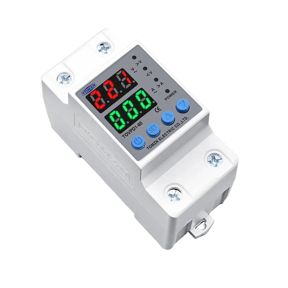 TOMZN Din Rail Dual Display Adjustable Over Under Voltage Current Protective Device Protector Relay 40A 63A 80A 100A 220V 230V by InterCyprus Trading Ltd