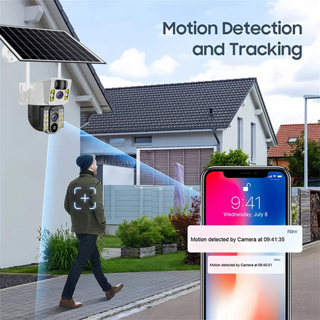V380 Pro 8MP HD Solar Camera WIFI Smart Home Security Protection Home 360 Monitor 4K 4G SIM Card Outdoor with Battery 4G Network