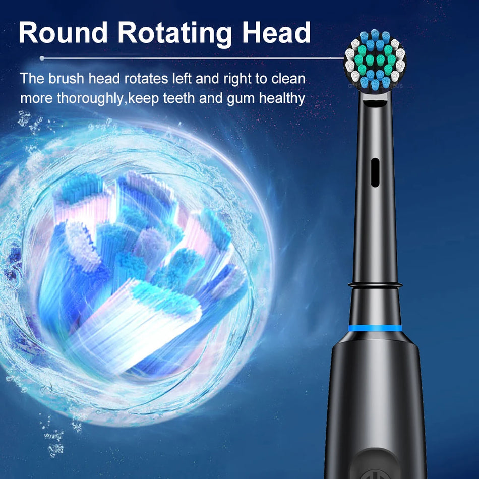 Rechargeable Rotary Electric Toothbrush for Adults with 8 Soft Brush Heads