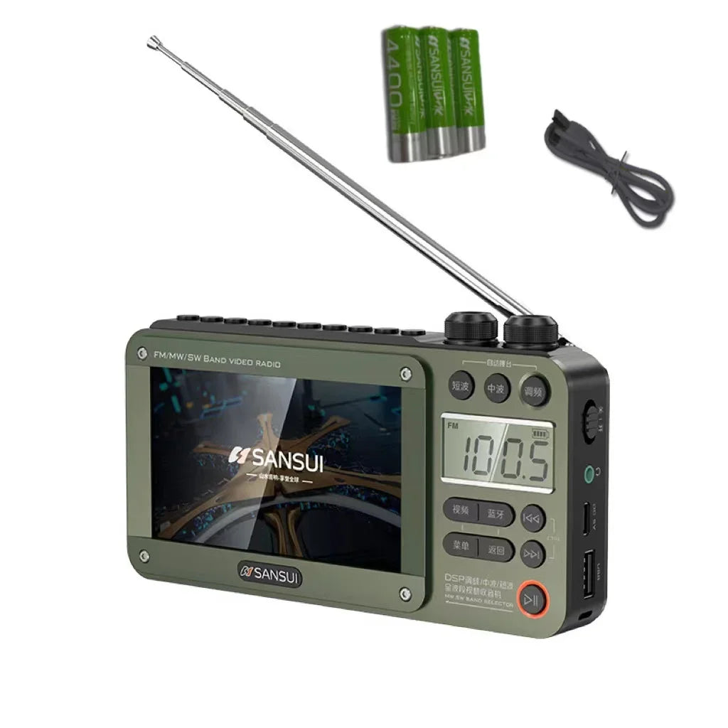 Portable 7-inch LED Display Radio with Bluetooth, MP4 &amp; E-books F50 4.3-inch Green