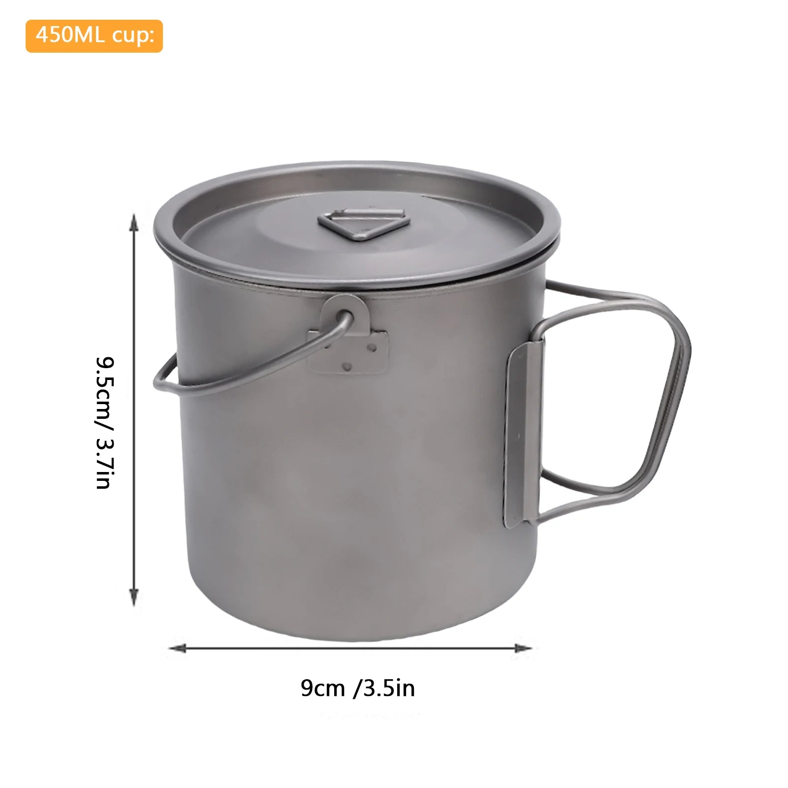 Ti Coffee Mug Camping Cup &ndash; Folding Handle and Net Bag