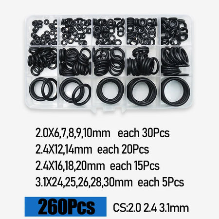 3230p Rubber O Ring Sealing Washer &ndash; Oil Resistant Durable Seal 260pcs / Metric