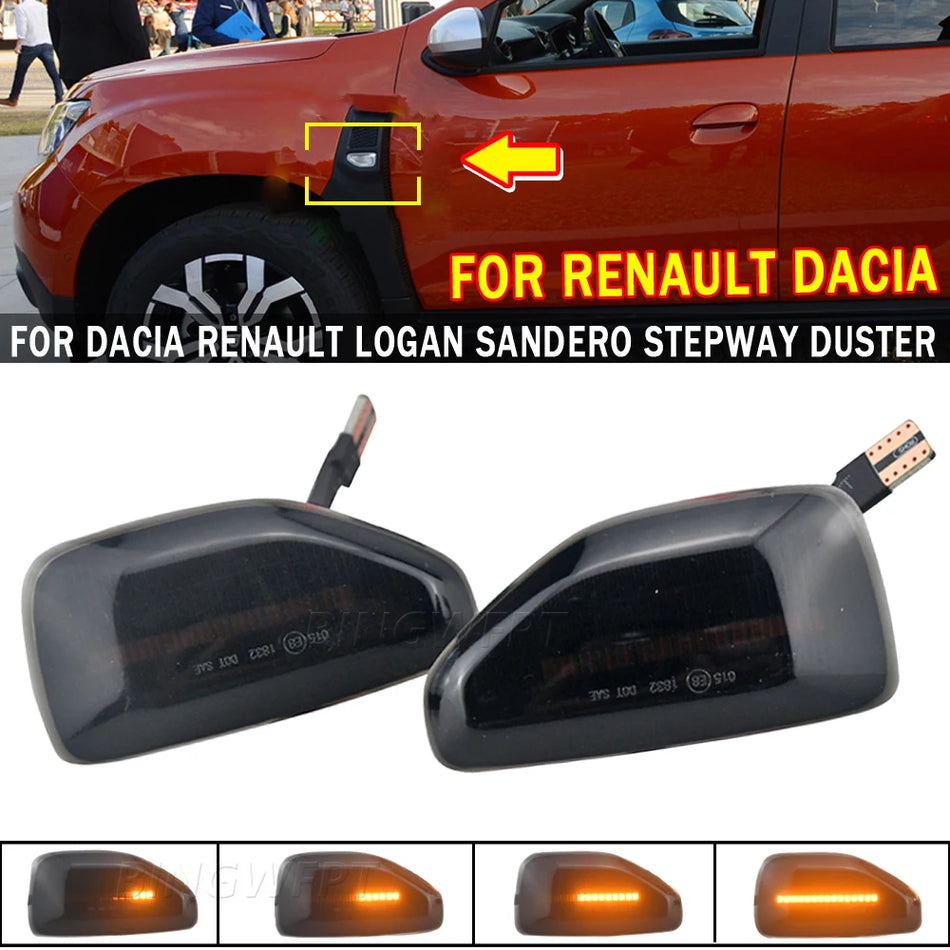 LED dinamiskā sānu marķiera pagrieziena signāla gaisma Dacia Logan, Sandero, Duster