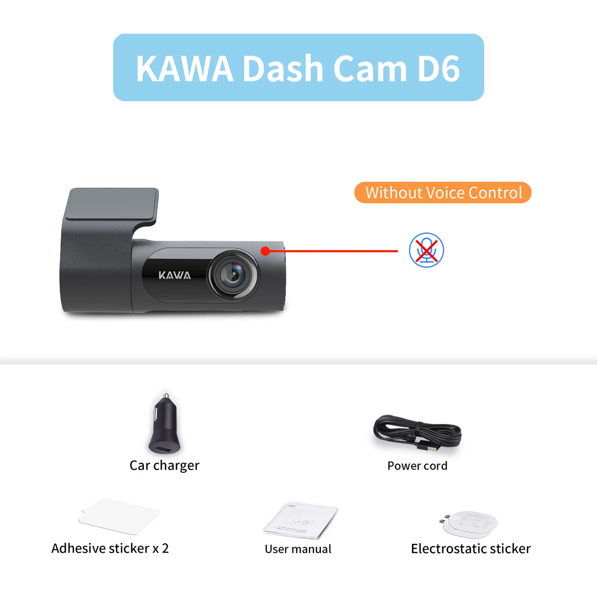 KAWA D6 Dash Cam 2K with WiFi &amp; Night Vision D6 no Vocie Control / 32G