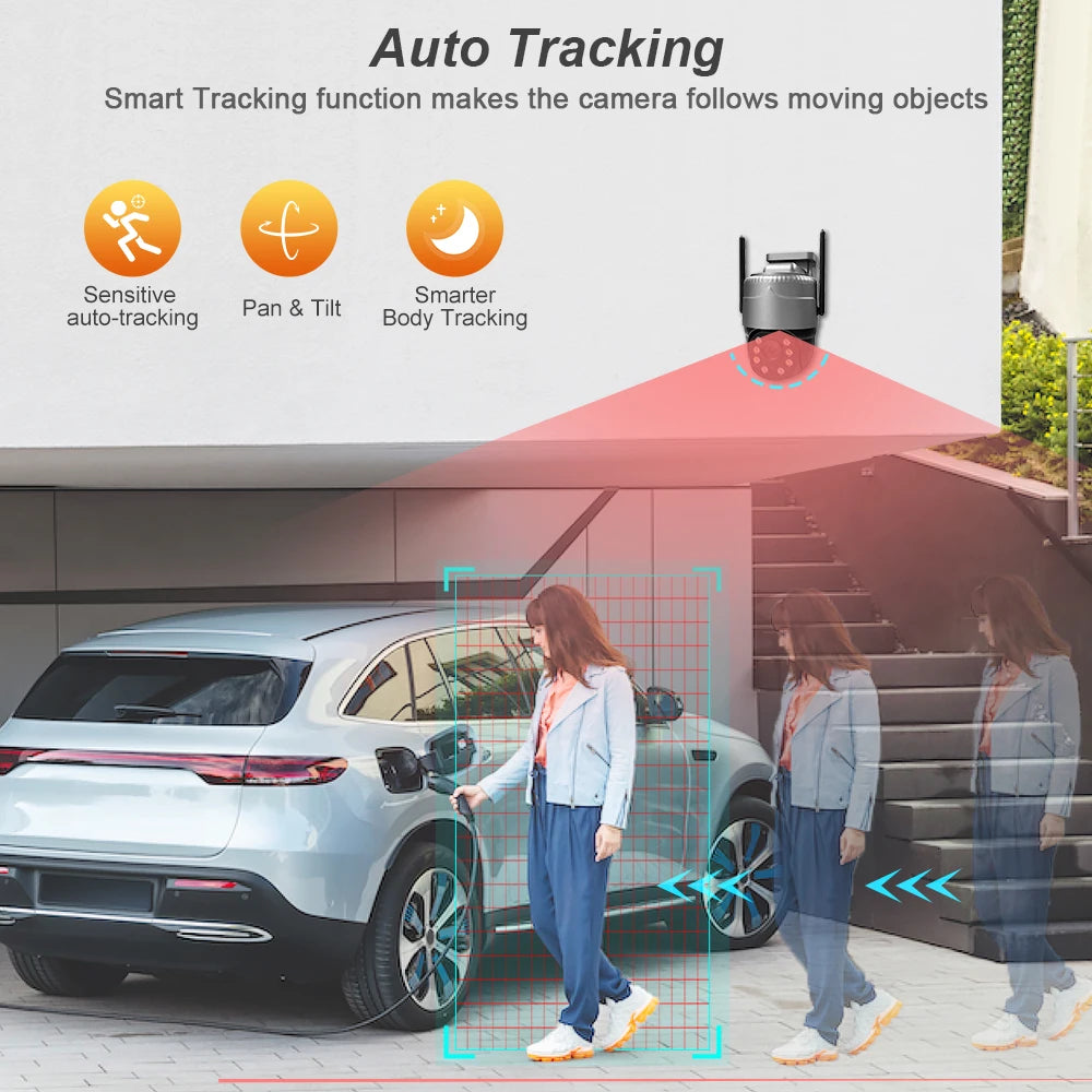 SANSCO 5MP 4G PTZ Camera AI Human Detection Tracking Outdoor 3MP Wireless Night Vision WIFI Surveillance IP Camera V380 PRO