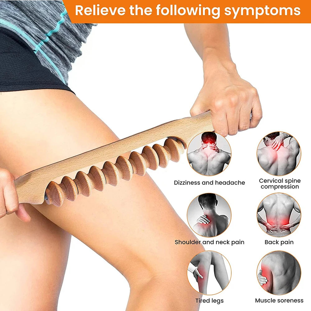 Wood Therapy Roller Gear Stick &ndash; High-Quality Natural Wood Massage Tool