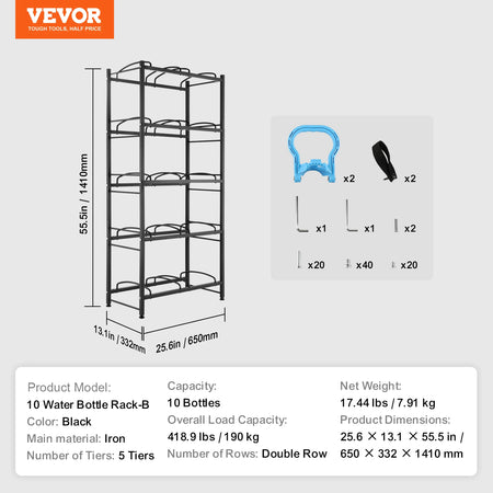 SucceBuy 3/4/5 Tiers Water Jug Holder &ndash; Easy Installation Black 5layer 2 10 / Poland