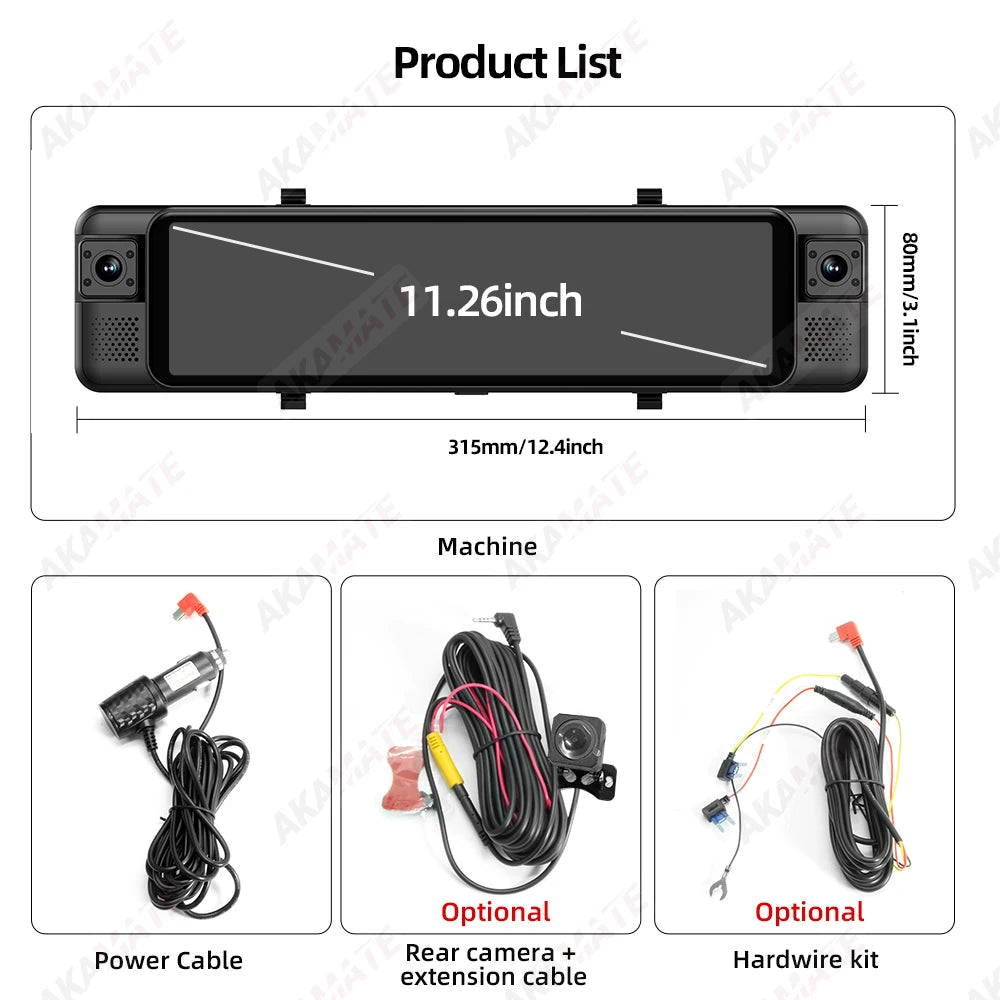 11.26inch 1080P Car DVR 4CH &ndash; Night Vision Parking Mode