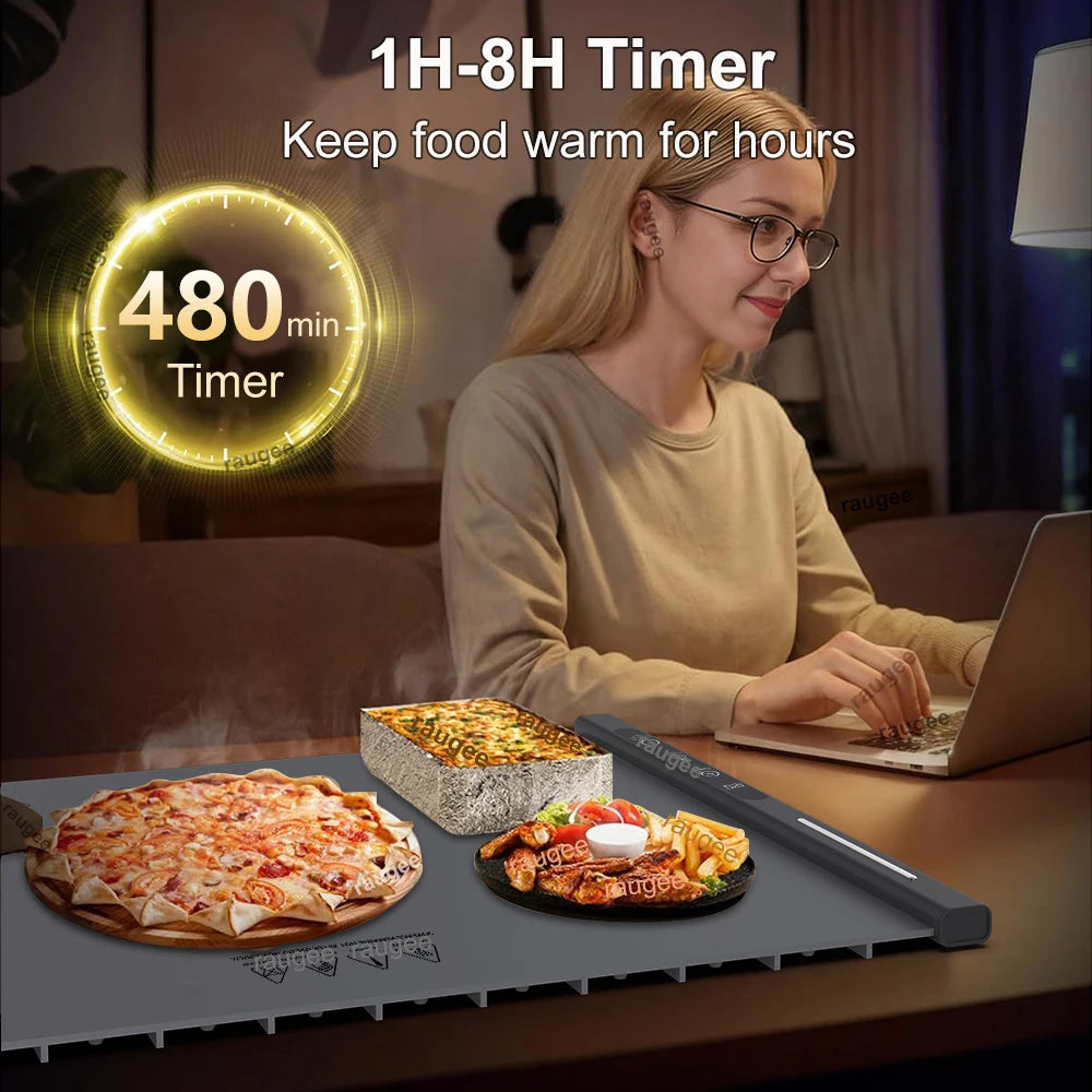 Electric Warming Tray Food Warmer Mat - Fast Heating