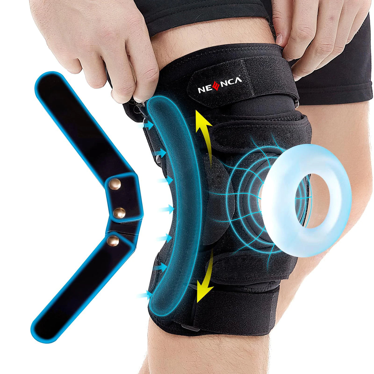 Hinged Knee Brace with Side Stabilizers Three-section for Men and Women Relieves Arthritis ACL MCL PCL, Meniscus Tear