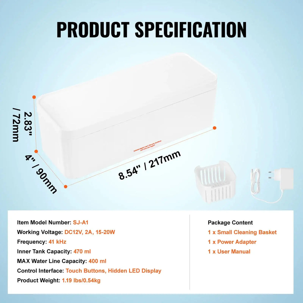 Ultrasonic Cleaner 200/450/650ml Portable Timer