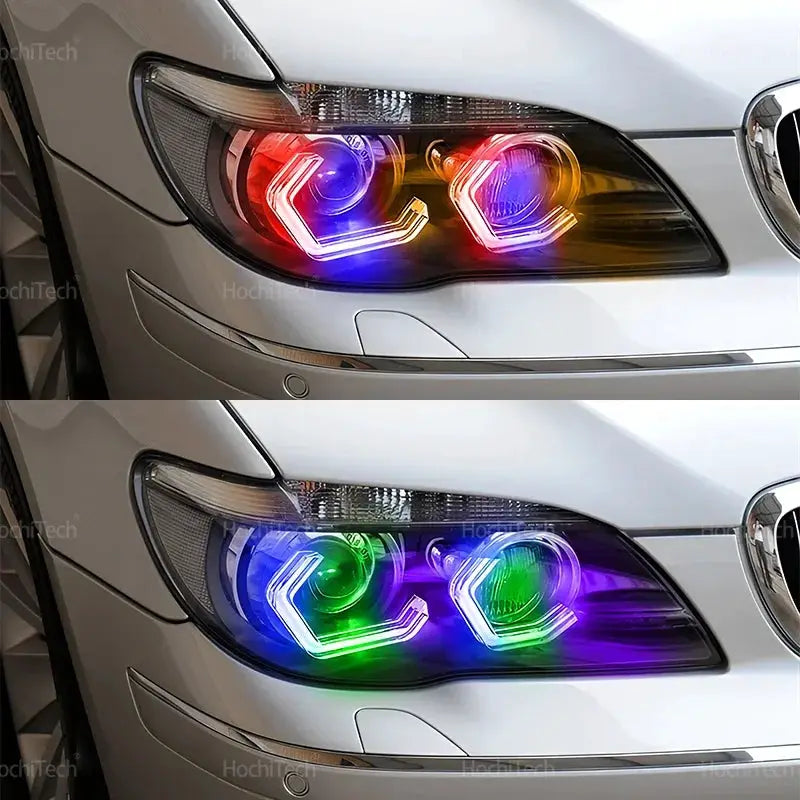 For BMW 7 Series E65 E66 E67 E68 Alpina B7 2001-2008 RGB colorful Dynamic light Angel Eyes Rings Led M4 style APP control Light by InterCyprus Trading Ltd