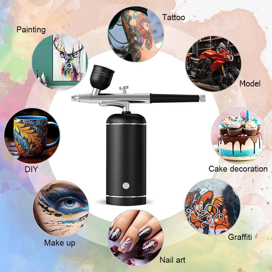 Wireless Airbrush Kit with Mini Spray Gun and Compressor for Modeling