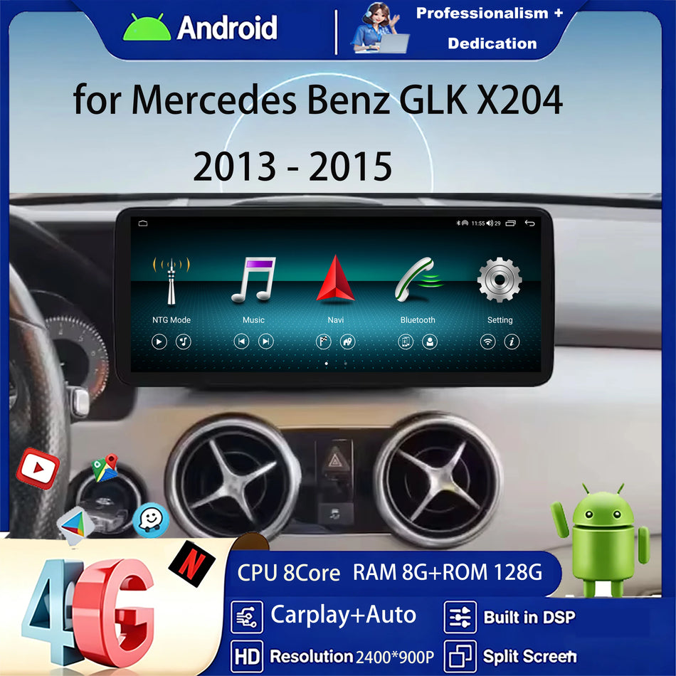 Radio auto QLED pentru Mercedes Benz GLK X204 cu GPS Android Nav 4G
