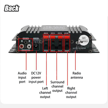 MAOZUAC BT-998 4-Channel Bluetooth HiFi Audio Amplifier with LCD Display