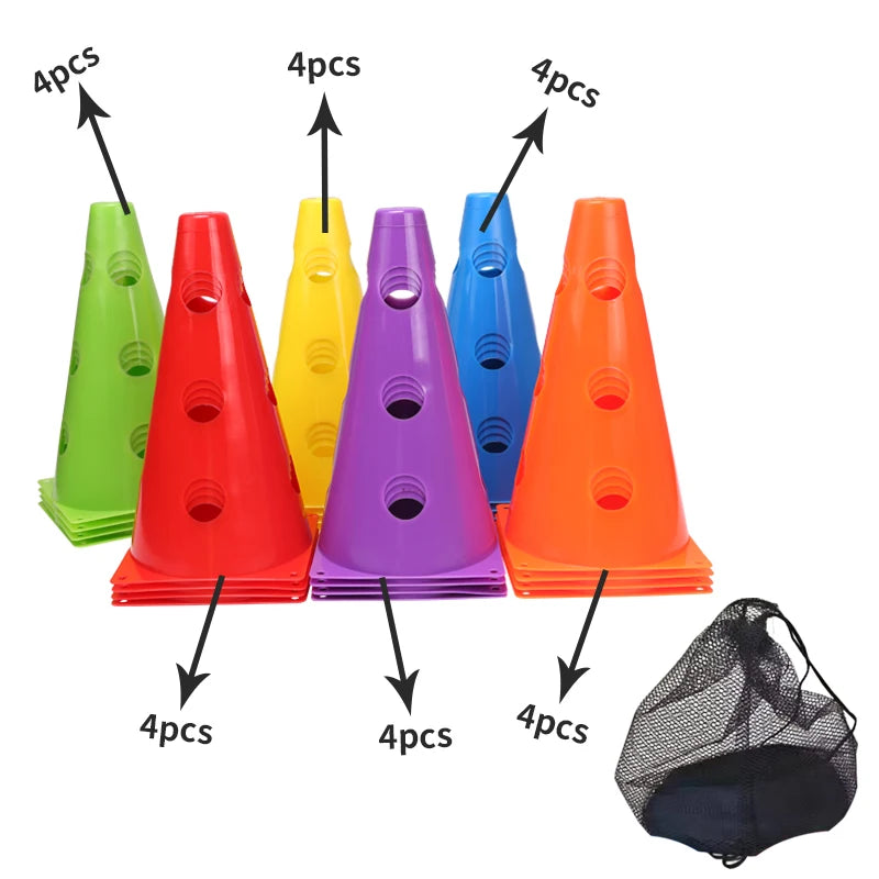Durable Agility Training Cones &ndash; 12 to 36PCS in Vibrant Colours 24PCS