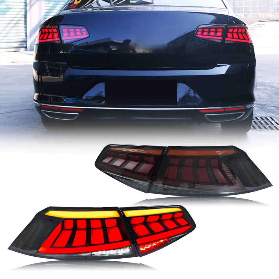 Φώτα Οπισθοπορείας LED Volkswagen Passat B8 με Σειριακό Σήμα, Μαύρο ABS