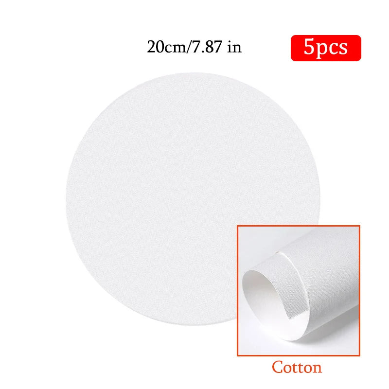 Blank Square Canvas Set &ndash; Cotton Canvas Ready To Paint 5pcs circle20cm 8in