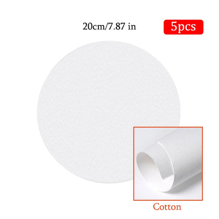 Blank Square Canvas Set &ndash; Cotton Canvas Ready To Paint 5pcs circle20cm 8in