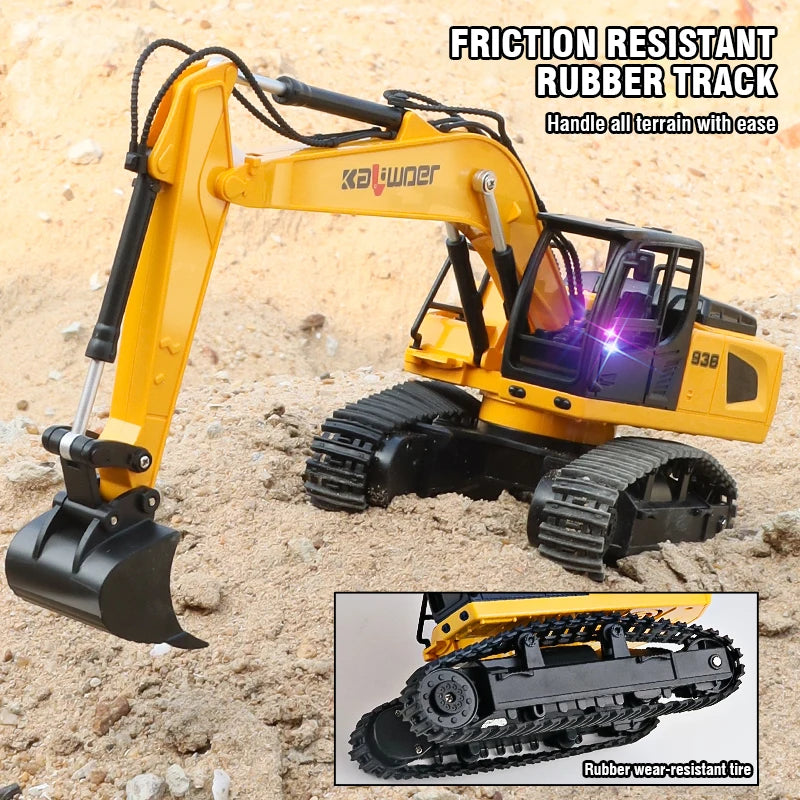 Conusea Excavadora RC 1/24 Juguete con Luces y Sonidos, 9CH Eléctrico