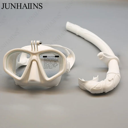 Wet GoPro Mount Diving Mask &amp; Snorkel Set with Camera Mount - Low Volume, Tempered Glass