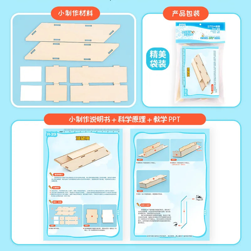 Kit de Ciência STEM Brinquedo Periscópio Quebra-Cabeças de Madeira DIY para Crianças