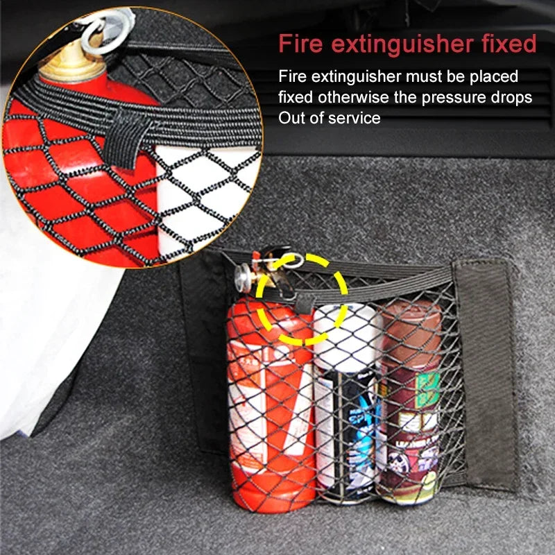 Car Backseat Mesh Organizer Net With Elastic Nylon Trunk Storage Bag