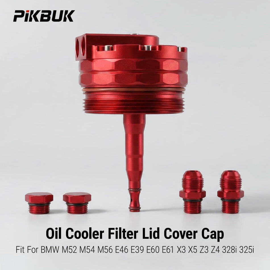 Aluminum Oil Cooler Cap With AN10 Fittings For BMW E46 E39 E60 X3 X5 by InterCyprus Trading Ltd