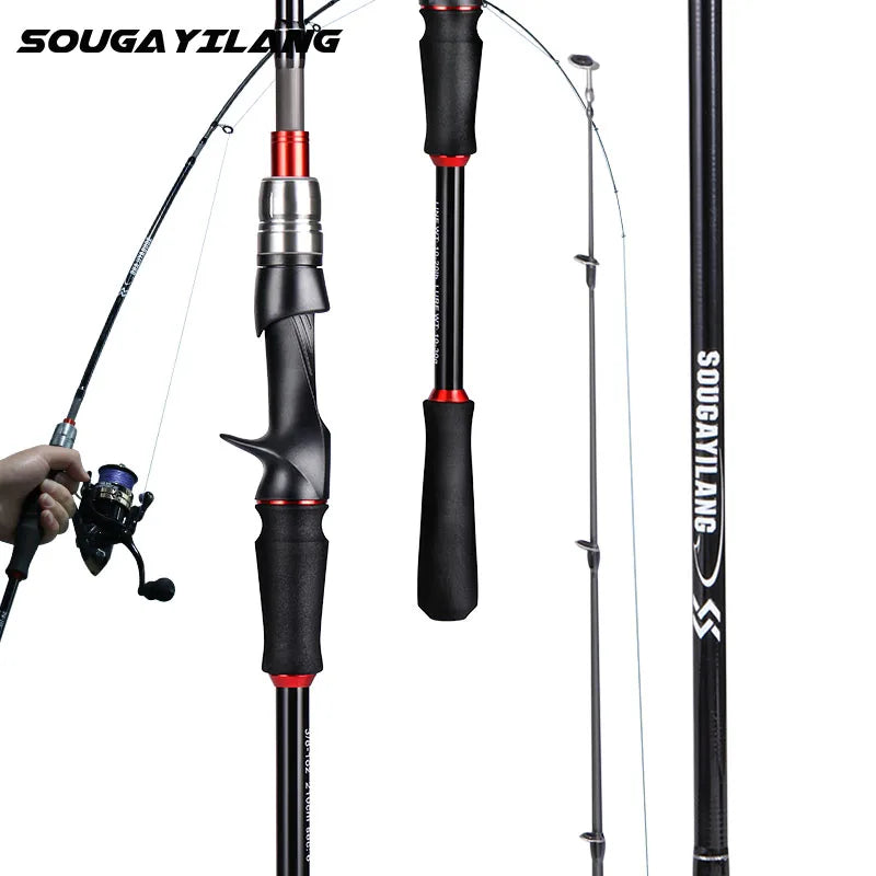 Sougayilang Ultralight Carbon Fiber Fishing Rod - 2.1m, 5 Sections, Portable for Travel