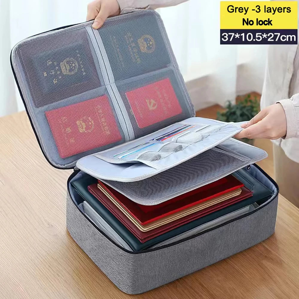 5-Layers Document Case With Lock File Organizer &ndash; Secure 3l without lock Grey