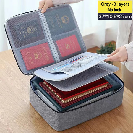 5-Layers Document Case With Lock File Organizer &ndash; Secure 3l without lock Grey