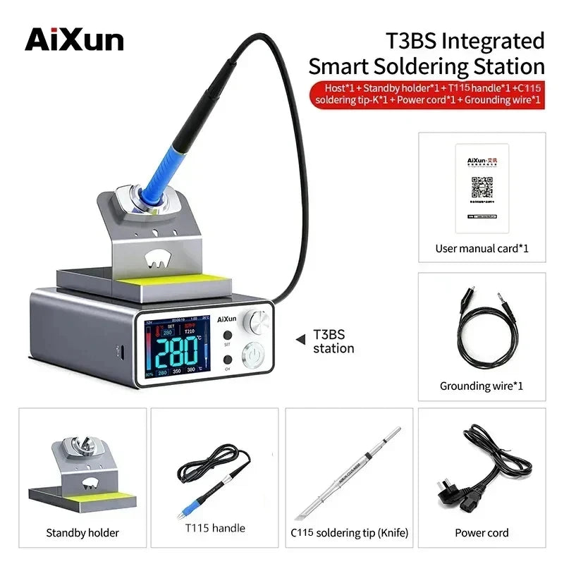 AIXUN T3A T3B Intelligent Soldering Station &ndash; Smart Rework T3BS T115 Set 110V